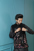 Midnight Black Kurta Set with Sequin-Embellished Floral Waistcoat
