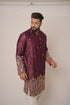 Men's Deep Wine Silk Kurta with Heritage Gold Zari Border