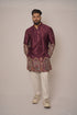 Men's Deep Wine Silk Kurta with Heritage Gold Zari Border