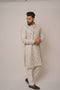 Men's Ivory White Silk Kurta with Traditional Peacock & Floral Border