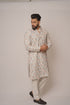 Men's Ivory White Silk Kurta with Traditional Peacock & Floral Border