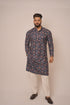 Men's Navy Blue Digital Paisley Kurta with Subtle Sequin Accents