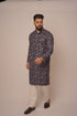 Men's Navy Blue Digital Paisley Kurta with Subtle Sequin Accents