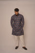 Men's Navy Blue Digital Paisley Kurta with Subtle Sequin Accents