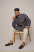 Men's Navy Blue Digital Paisley Kurta with Subtle Sequin Accents