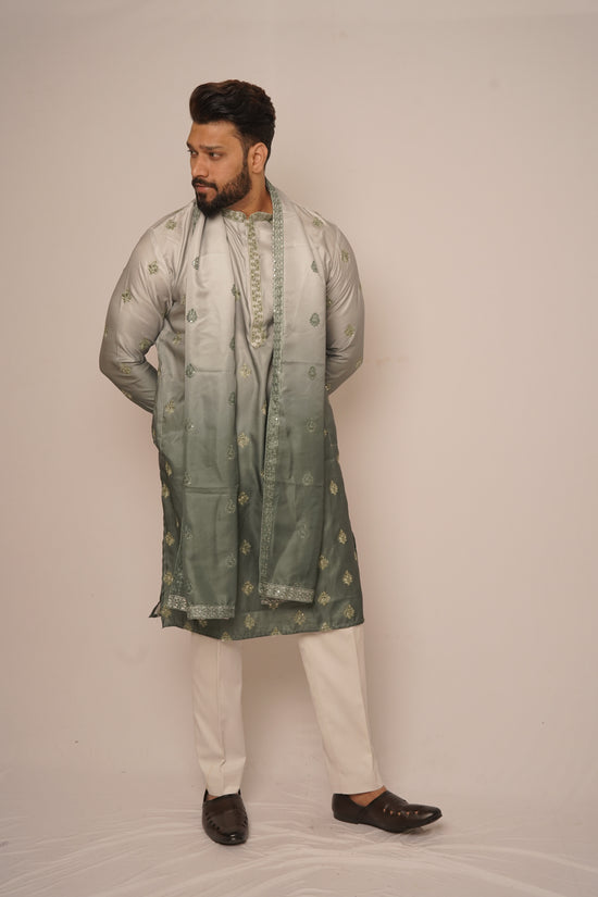 Silver & Slate Grey Ombré Kurta Set