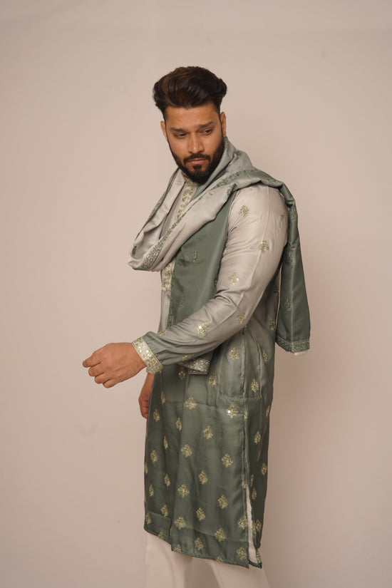 Silver & Slate Grey Ombré Kurta Set
